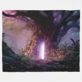 Couverture Polaire Arbre Enchanté Surréaliste Avec Portail Lumineux (Devant (Horizontal))