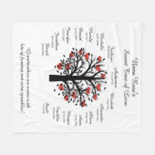 Couverture Polaire Arbre grand-mère (coeurs), noir/blanc, 15 noms/dat (Devant (Horizontal))