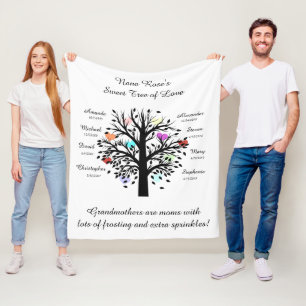 Couverture Polaire Arbre grand-mère (coeurs), noir/blanc 8 noms et d