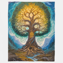 Arbre lumineux enchanteur Yggdrasil Paysage magiqu