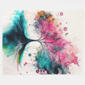 Couverture Polaire Arbre mystique moderne & gras (bleu, rose, orange) (Devant (Horizontal))