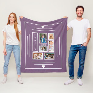Couverture Polaire Arbre photo famille violet