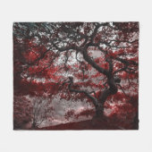 Couverture Polaire Arbre rouge en fleurs de cerisiers (Devant (Horizontal))