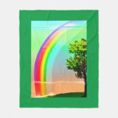 Couverture Polaire Arbre vert sous arc-en-ciel (Devant)