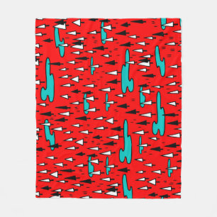 Couverture Polaire Arbres à main levée : motif de Noël scandinave.