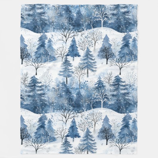 Couverture Polaire Arbres de Noël Blue White Mountain (Devant)