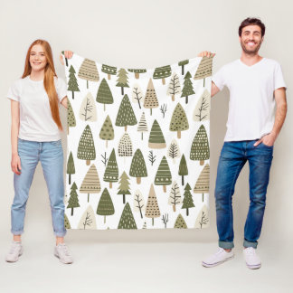 Couverture Polaire Arbres de Noël brun et vert