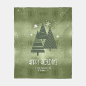 Couverture Polaire Arbres de Noël et flocons de neige Green ID863 (Devant)