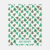 Couverture Polaire Arbres de Noël | Maman blanche et verte (Devant)