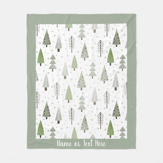 Couverture Polaire Arbres de Noël modernes Main Lettré Texte vert (Devant)