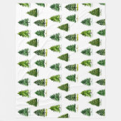 Couverture Polaire Arbres de Noël motif Festif Vert aquarelle (Devant)