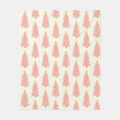 Couverture Polaire Arbres de Noël rose moderne Blanche en ivoire (Devant)