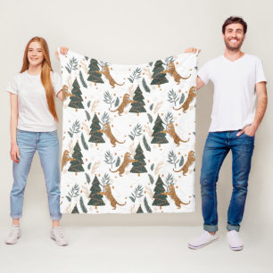 Couverture Polaire Arbres de Noël & tigres motif personnalisé arrière