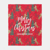 Couverture Polaire Arbres de Noël & tigres motif rouge arrière - plan (Devant)