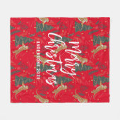 Couverture Polaire Arbres de Noël & tigres motif rouge arrière - plan (Devant (Horizontal))