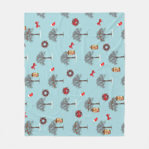 Couverture Polaire Arbres en hiver et décorations de Noël