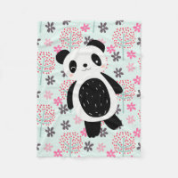 Arbres, fleurs et ours de panda