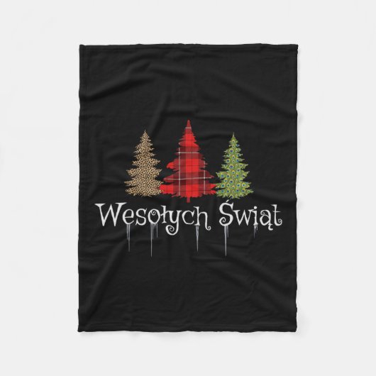 Couverture Polaire Arbres polonaises Joyeux Noël Wesolych Swiat Plaid (Devant)
