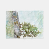 Couverture Polaire Arbres sur rochers Aquarelle de BWCA Canoe Country (Devant (Horizontal))