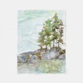 Couverture Polaire Arbres sur rochers Aquarelle de BWCA Canoe Country (Devant)