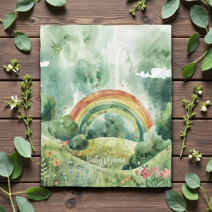 Couverture Polaire Arc-en-ciel aux teintes d'aquarelle verte