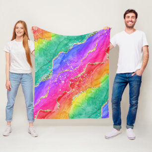 Couverture Polaire Arc-en-ciel brillant & Agate de paillettes fausses