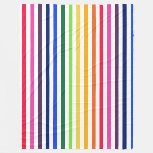 Couverture Polaire Arc-en-ciel et rayures blanches (Devant)