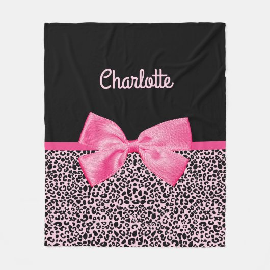 Couverture Polaire Arc mignon et nom d'empreinte de léopard noir rose (Devant)