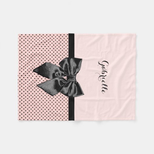 Couverture Polaire Arc rose parisien chic et nom de noir de pois (Devant (Horizontal))