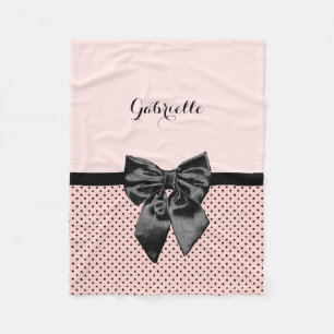 Couverture Polaire Arc rose parisien chic et nom de noir de pois