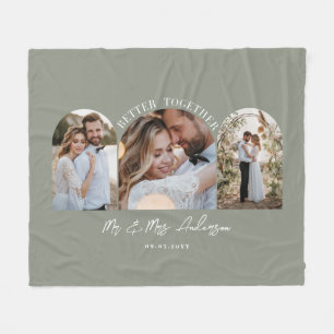 Couverture Polaire Arc vert olive multi photo mariage cadeau décorati