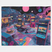 Couverture Polaire Arcade Rétro Futuriste dans l'Espace (Devant (Horizontal))