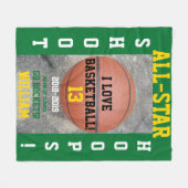 Couverture Polaire Arceaux de Basketball Équipe Verte Année (Devant (Horizontal))
