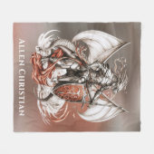 Couverture Polaire Argent Armor Dragon Orange Anniversaire cadeau (Devant (Horizontal))