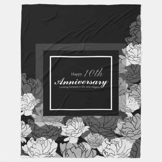 Couverture Polaire Argent, noir, blanc 10e anniversaire polaire blanc (Devant)