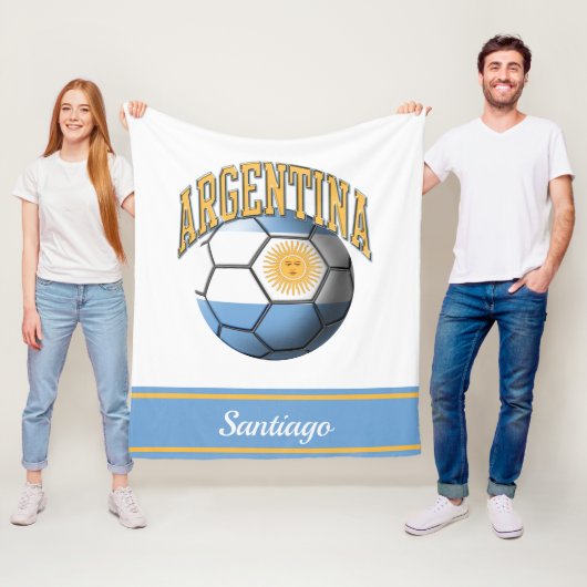 Couverture Polaire Argentine Drapeau de Football Ball | Name (En situation)