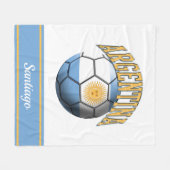 Couverture Polaire Argentine Drapeau de Football Ball | Name (Devant (Horizontal))