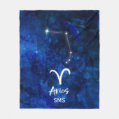 Couverture Polaire Aries Zodiac Constellation Blue Galaxy Monogramme (Devant)