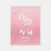 Couverture Polaire Aries Zodiac Star Nom Birthdate Pink Baby (Devant)