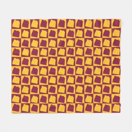 Couverture Polaire Arizona Maroon and Gold Check Pattern (Devant (Horizontal))