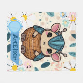 Couverture Polaire Armadillo Cute Kawaii Guerrier Imprimer (Devant (Horizontal))