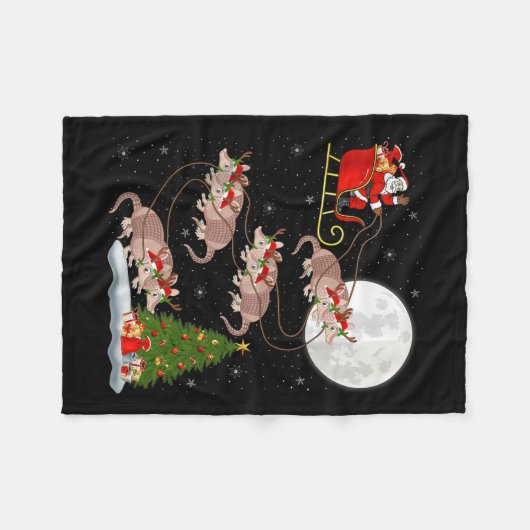 Couverture Polaire Armadillo Santa Sleigh Flying Funny Magical Christ (Devant (Horizontal))