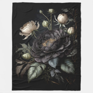 Couverture Polaire Arrangement gothique Rose Fleur noire