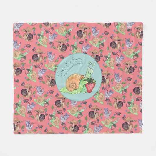 Couverture Polaire Arrêtez et sentez le Motif de l'escargot des frais (Devant (Horizontal))