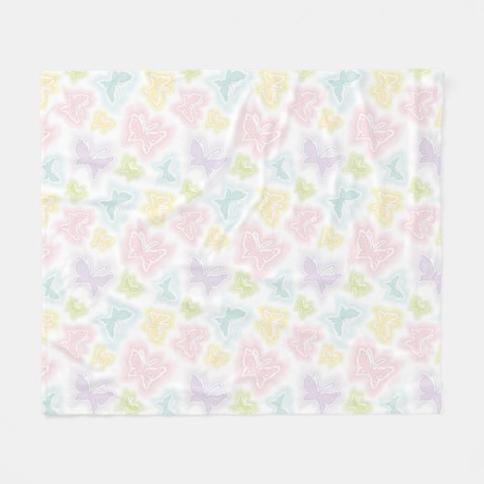 Couverture Polaire Arrière - plan avec des papillons dans l'aquarelle (Devant (Horizontal))