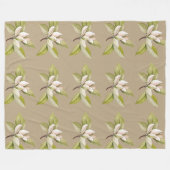 Couverture Polaire Arrière - plan brun aux fleurs blanches (Devant (Horizontal))