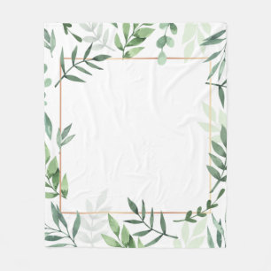 Couverture Polaire Arrière - plan d'aquarelle feuille du cadre