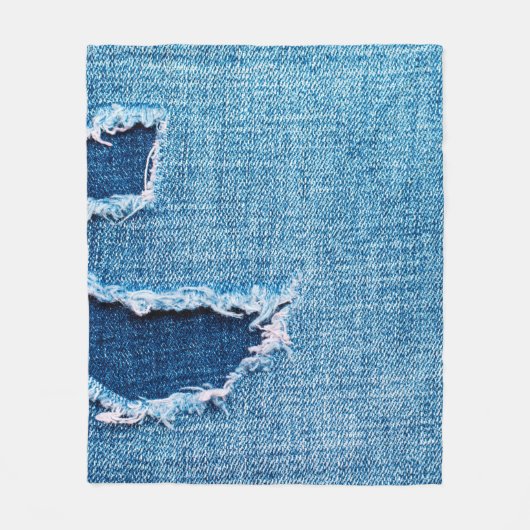 Couverture Polaire Arrière - plan de denim texturé. Trou déchiré dans (Devant)