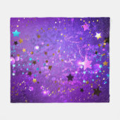 Couverture Polaire Arrière - plan de feuille violet avec étoiles (Devant (Horizontal))