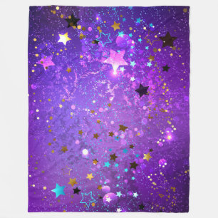 Couverture Polaire Arrière - plan de feuille violet avec étoiles